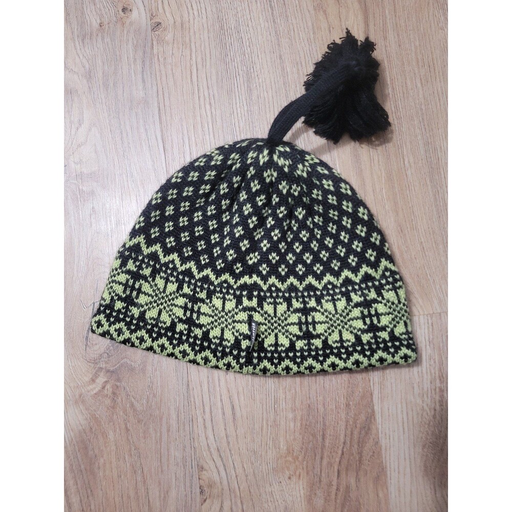 Obermeyer 1947 Signature Wool Blend Winter Hat with Pompom green black one size